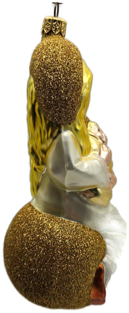 Patricia Breen Seated Madonna Gold Baby Jesus Glass Christmas Tree Ornament 99343