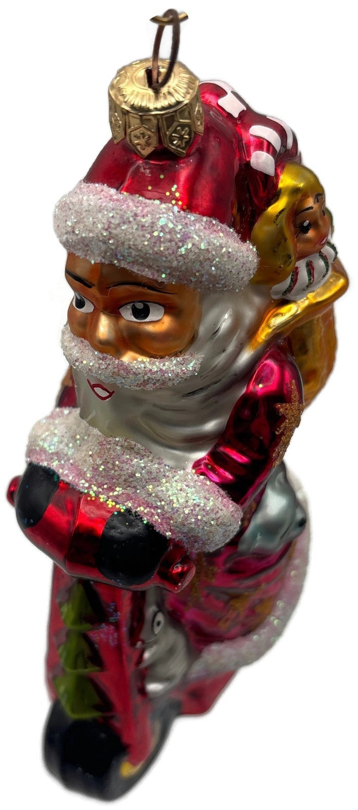 Christopher Radko Scooting Star Santa Scooter Glass Christmas Ornament 97 263 02
