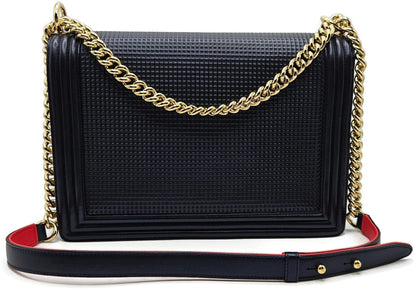 CHANEL Large Boy Flap Bag Navy Blue Calfskin Leather Gold Hardware Shoulder Bag10