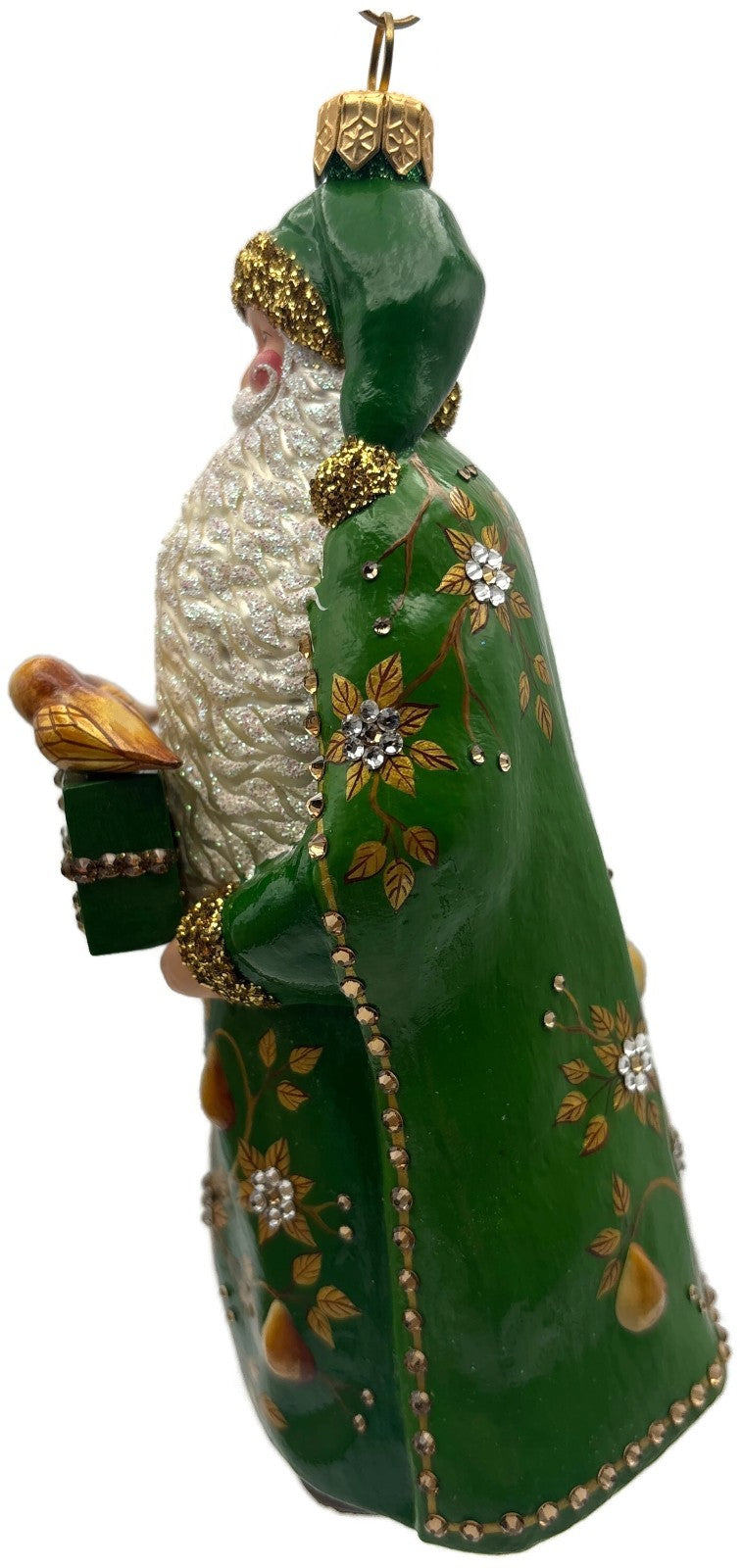 Patricia Breen 2014 Santa for Yaly Partridge Pear Green Gold Ornament 34406