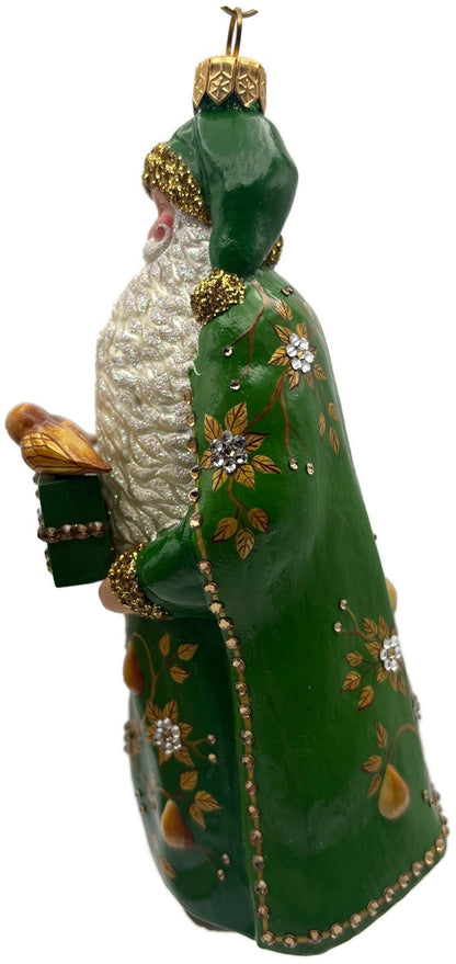Patricia Breen 2014 Santa for Yaly Partridge Pear Green Gold Ornament 34406