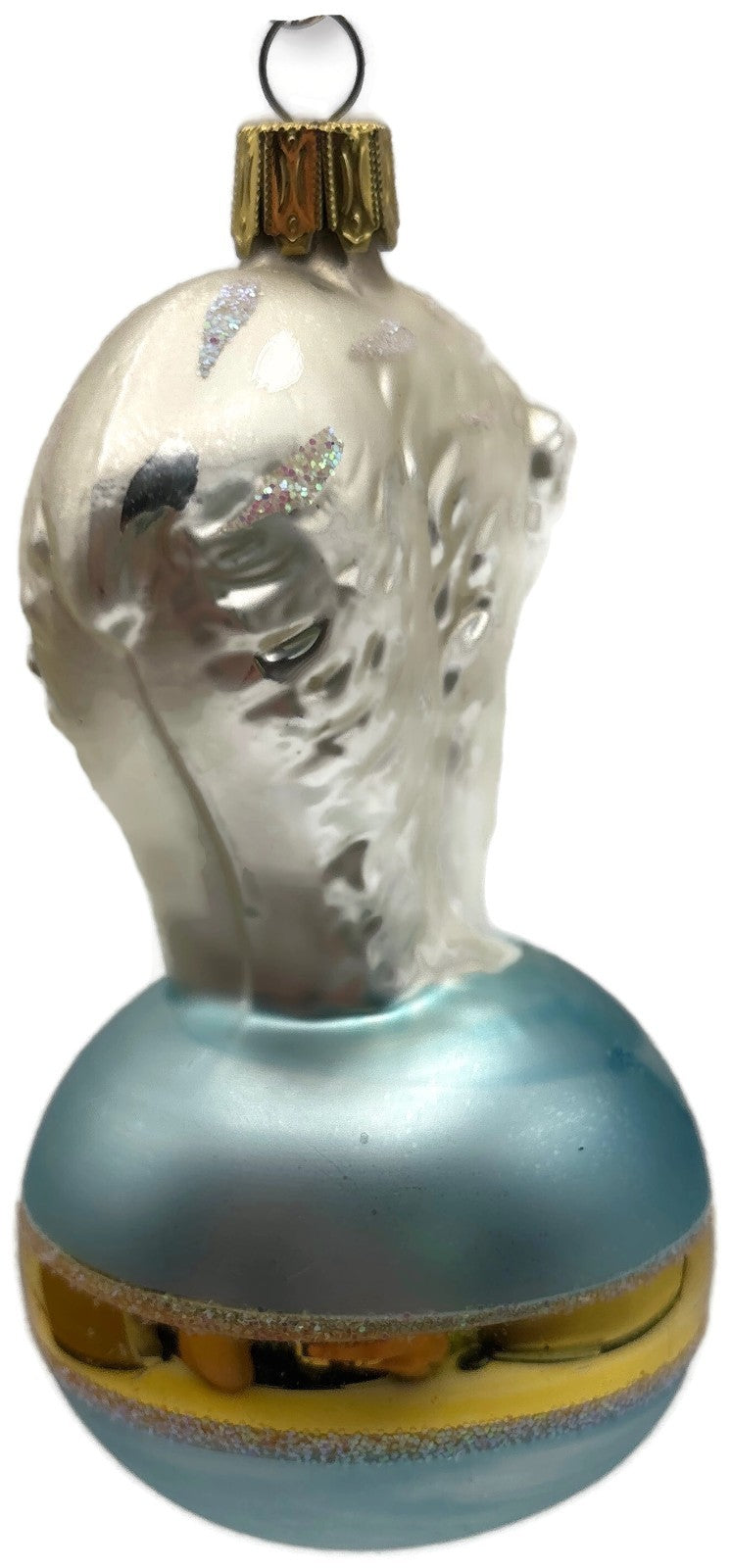 Christopher Radko Polar Bear Blue Ball Glass Christmas Tree Ornament 92 184 05