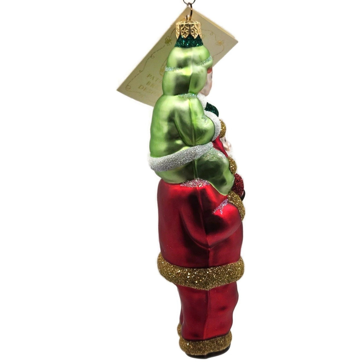Patricia Breen Carry Me Santa Red Green Boy Glass Christmas Tree Ornament 98032