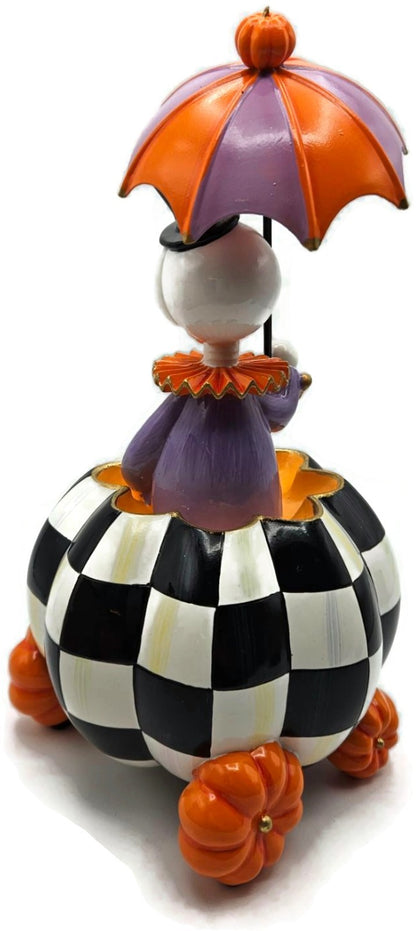 MacKenzie Childs Courtly Check Skeleton Pumpkin Carriage Halloween Figurine4