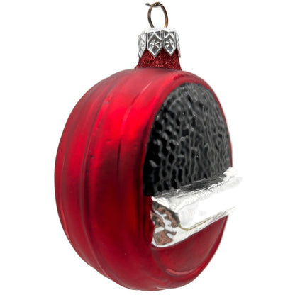 Patricia Breen Caviar Tin Red Round Glitter Fish Eggs Christmas Ornament 96063