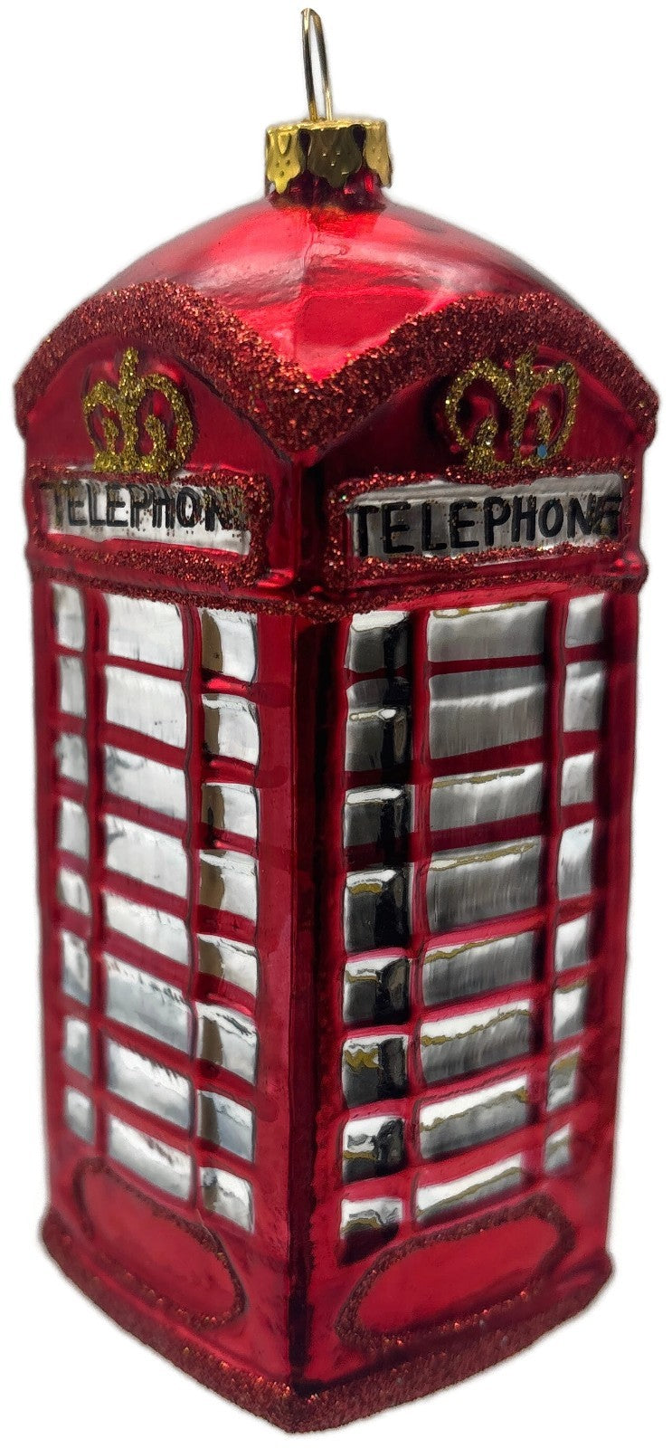 Christopher Radko London Calling Red Telephone Booth Glass Christmas Ornament0