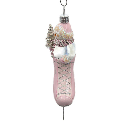 Patricia Breen To The Pond Pink Silver Snowman Christmas Ornament CATZ 35416