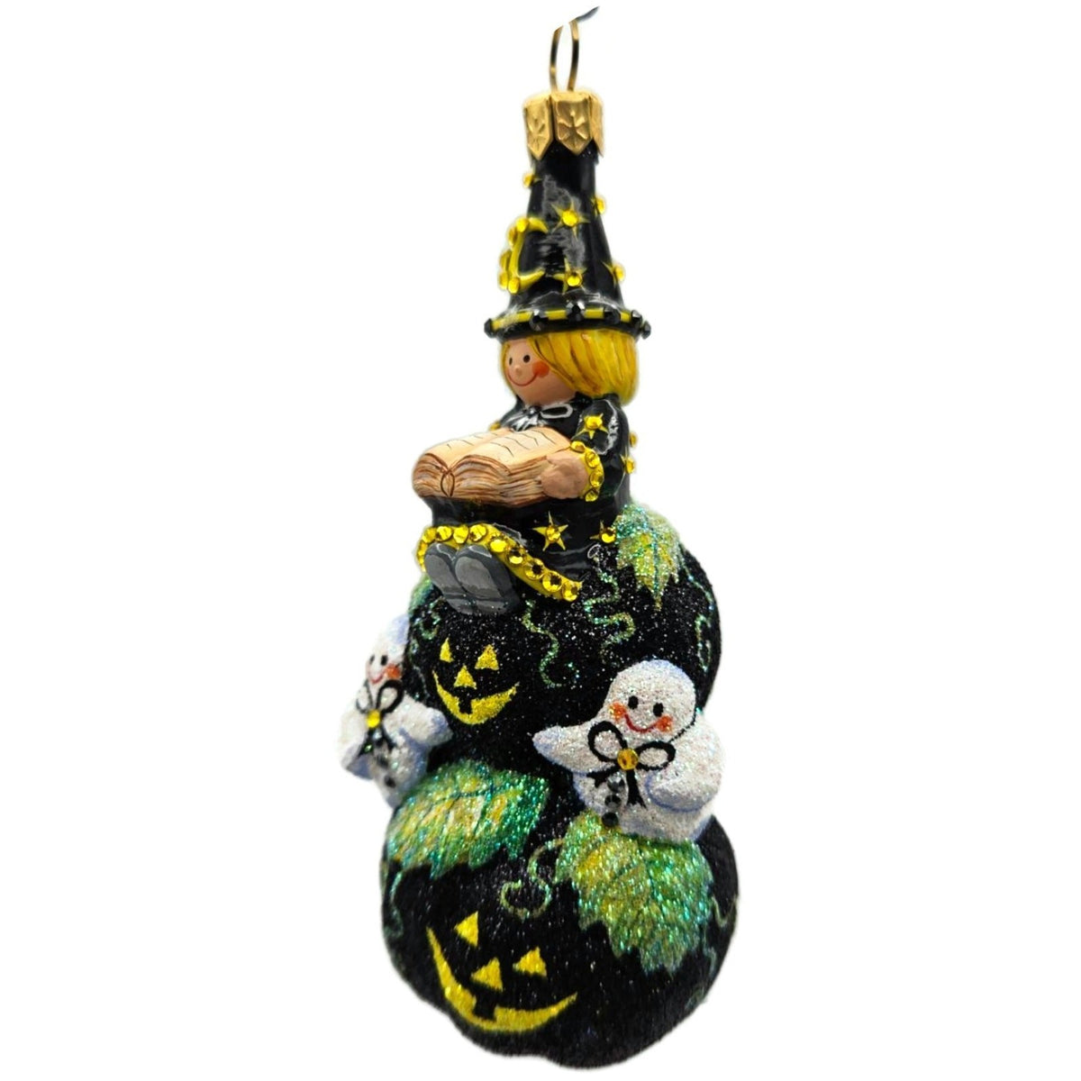 Patricia Breen Spell Bound Black Witch Pumpkin Moon Halloween Ornament 29281