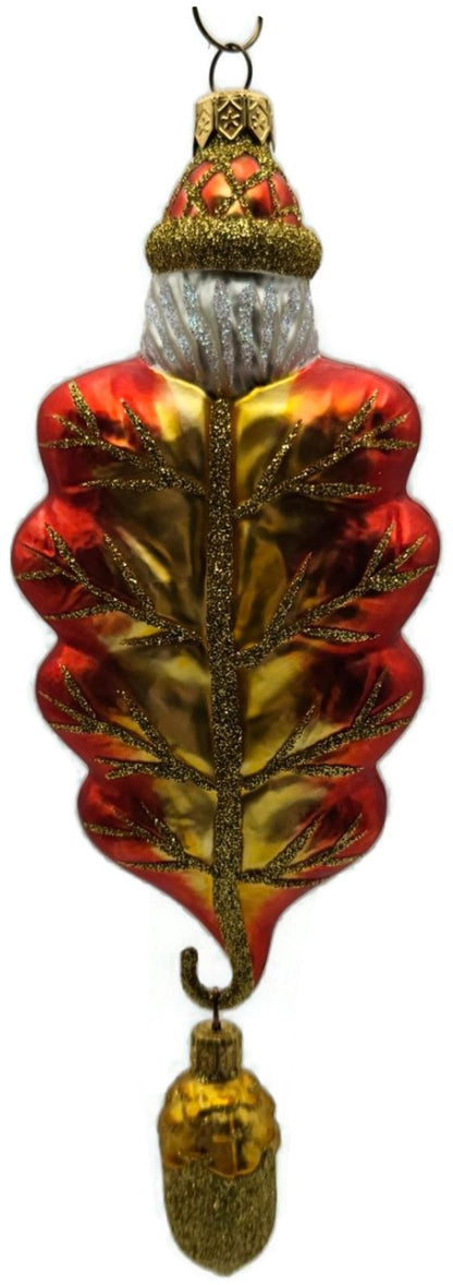 Patricia Breen Oak Leaf Santa Orange Matte Fall 2 Part Christmas Ornament 97324