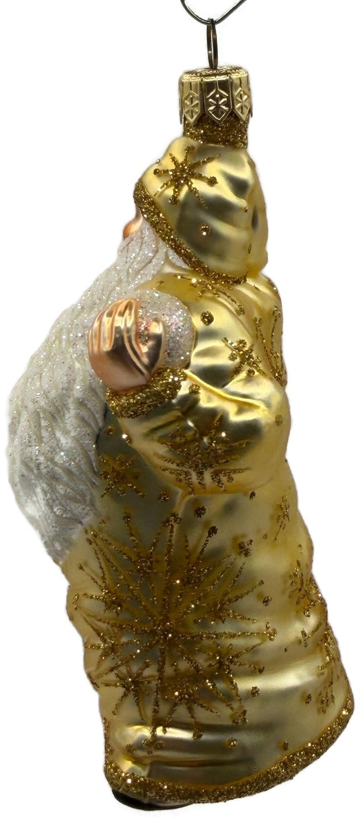 Patricia Breen Snowball Santa Gold Snowflakes Glass Christmas Tree Ornament 22569