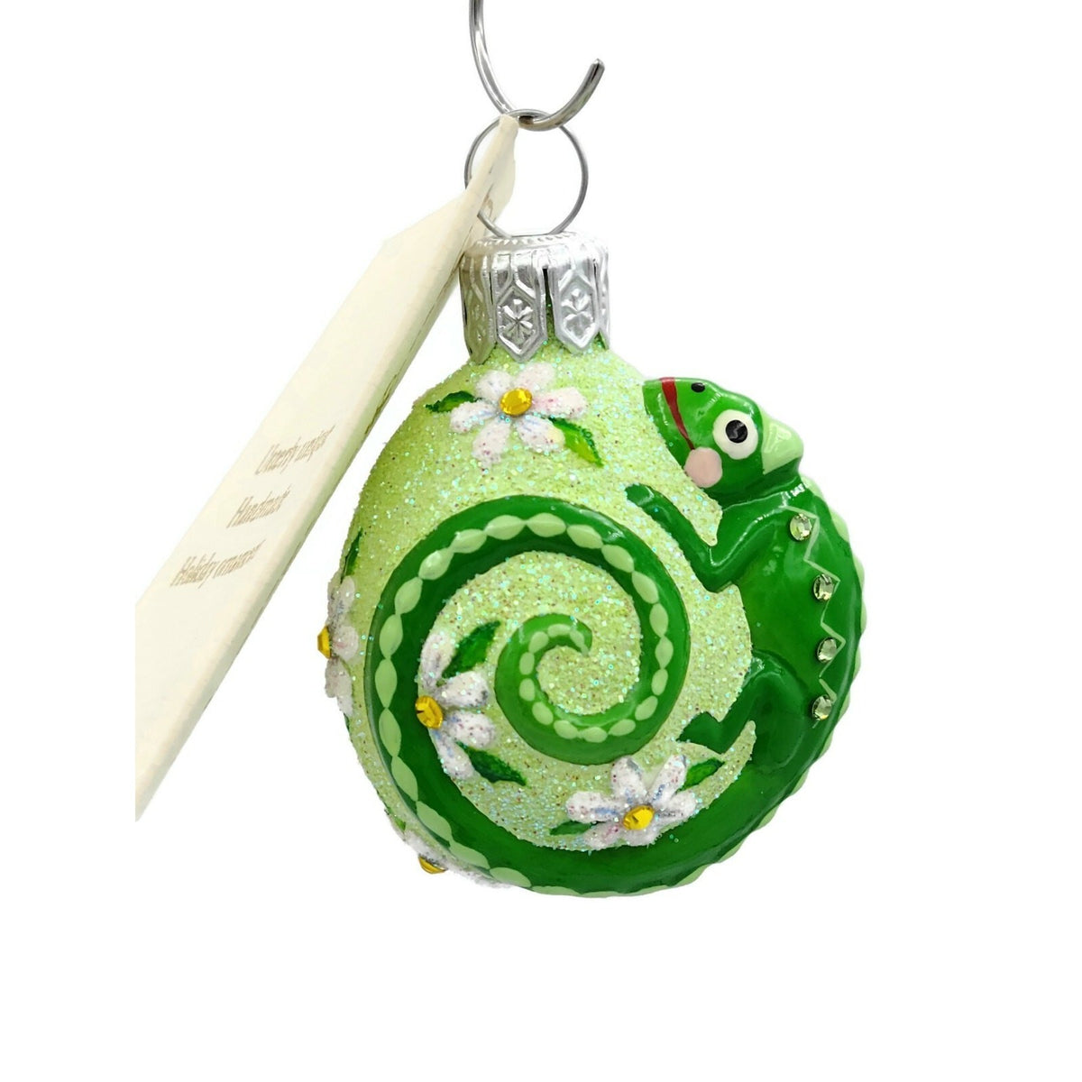 Patricia Breen Springtime Chameleon Daisy Green Jeweled Christmas Ornament 29290