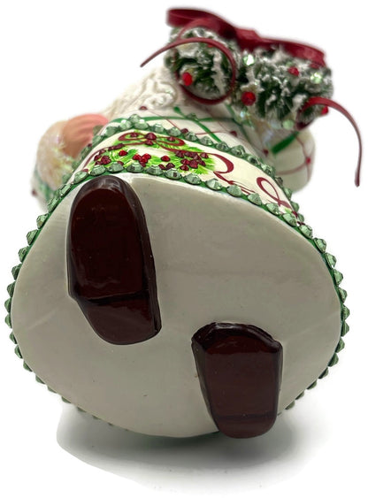 Patricia Breen Stately Santa Wreathed Jeweled Plaid Christmas Ornament 32309