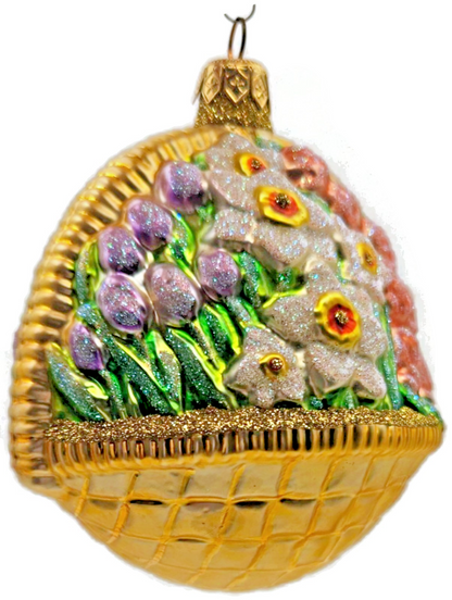 Patricia Breen Flowers For My Love Purple Tulip Gold Basket Spring Ornament 96130