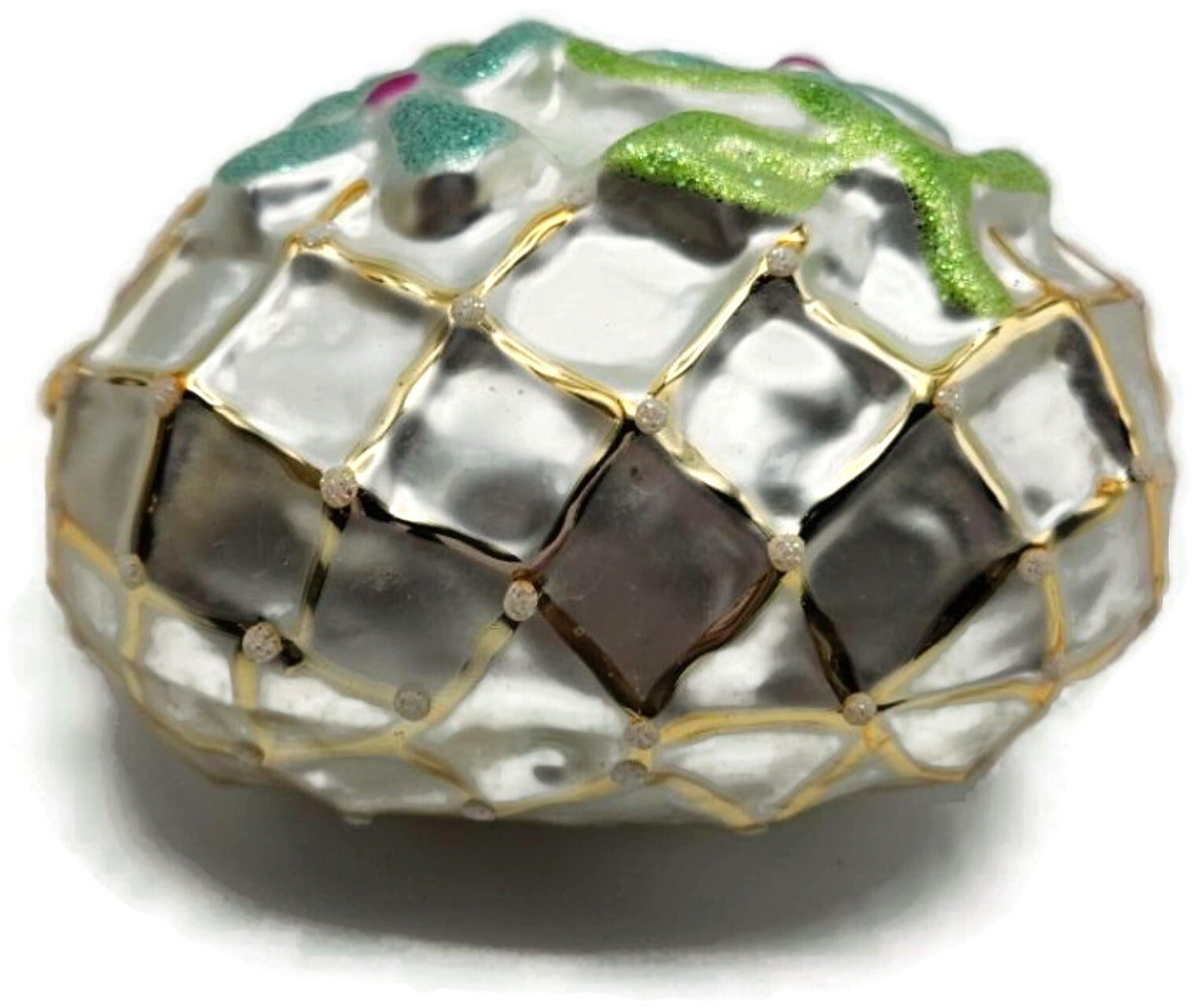 Christopher Radko Her Purse Blue Flower Glass Christmas Tree Ornament 91-088-09