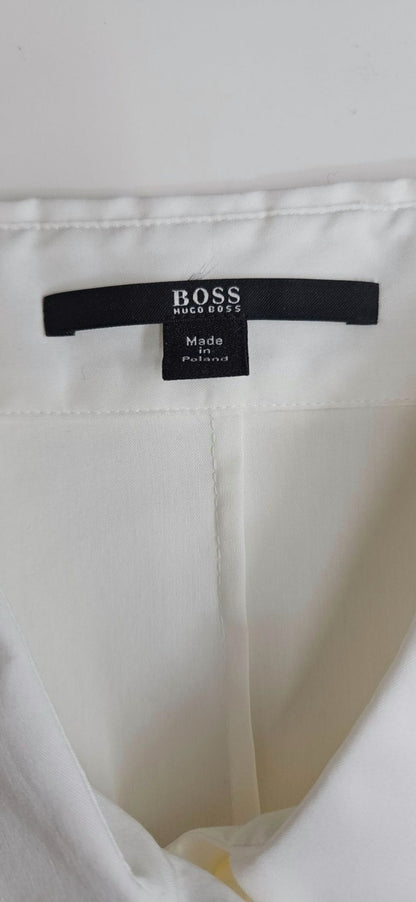BOSS Hugo Boss Ivory Ruffle Button Front Sleeveless Blouse Women's US 6 Poland10