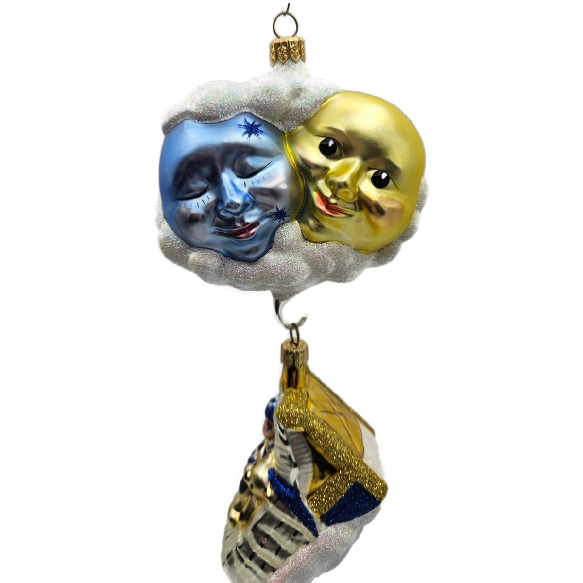 Patricia Breen Sweet Dreams Pearl Bed Gold Trim Moon Sun Christmas Ornament 97475