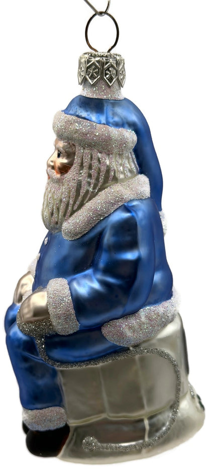 Patricia Breen Cyberspace Santa Sitting On Monitor Glass Christmas Ornament 97117