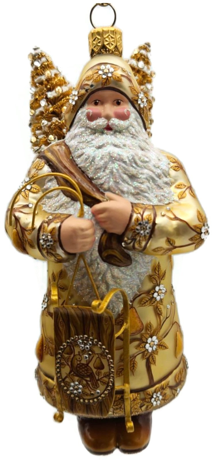 Patricia Breen Oakley Claus Cream Gold Holly Santa Christmas Ornament 34320