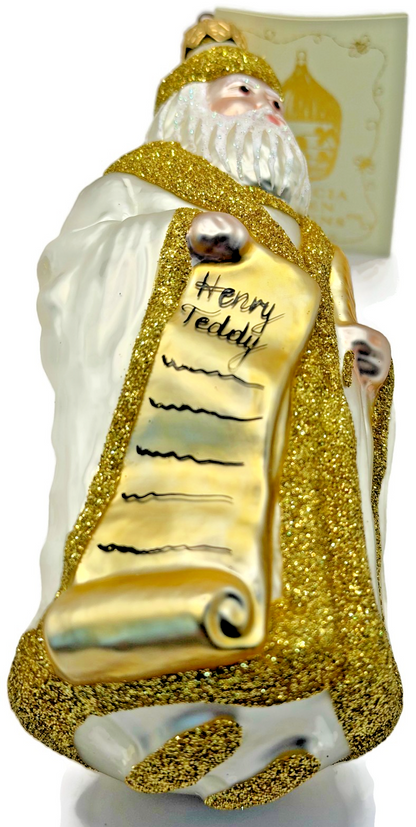 Patricia Breen Making His List Pearl Gold Santa Claus Christmas Ornament 96337