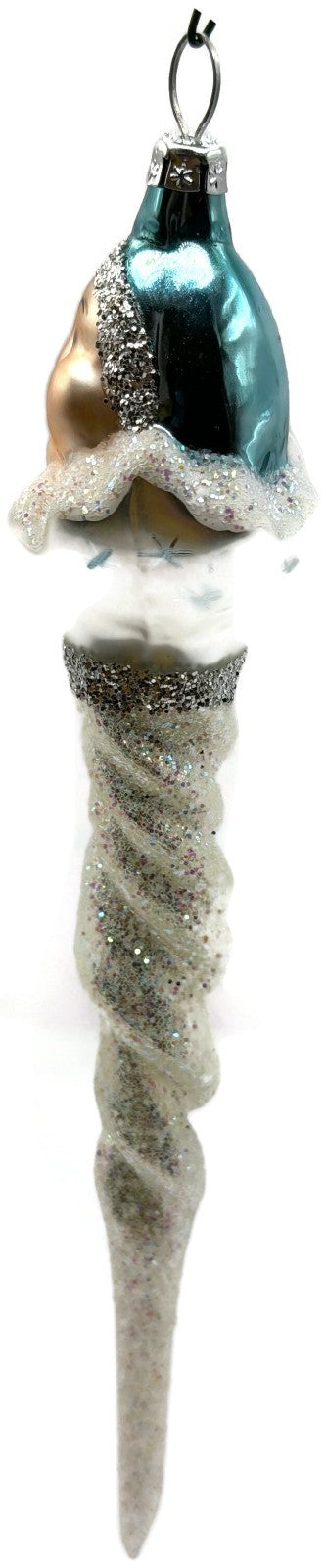 Christopher Radko Jack Frost Twisted Icicle Glass Christmas Ornament 93 333 011
