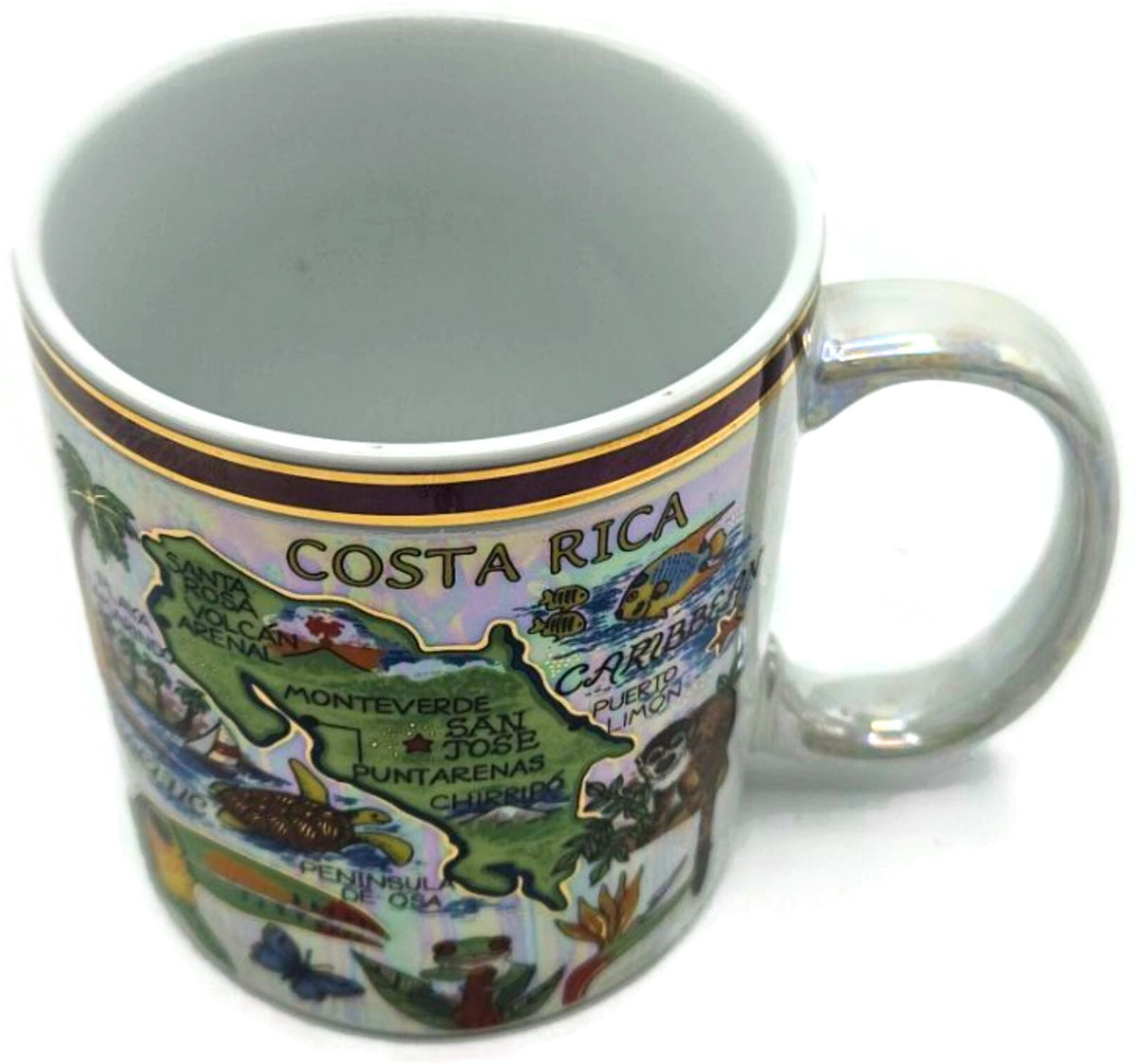 Costa Rica Map Iridescent Pearl Finish Souvenir Gift Cup Coffee Tea Mug 12oz8