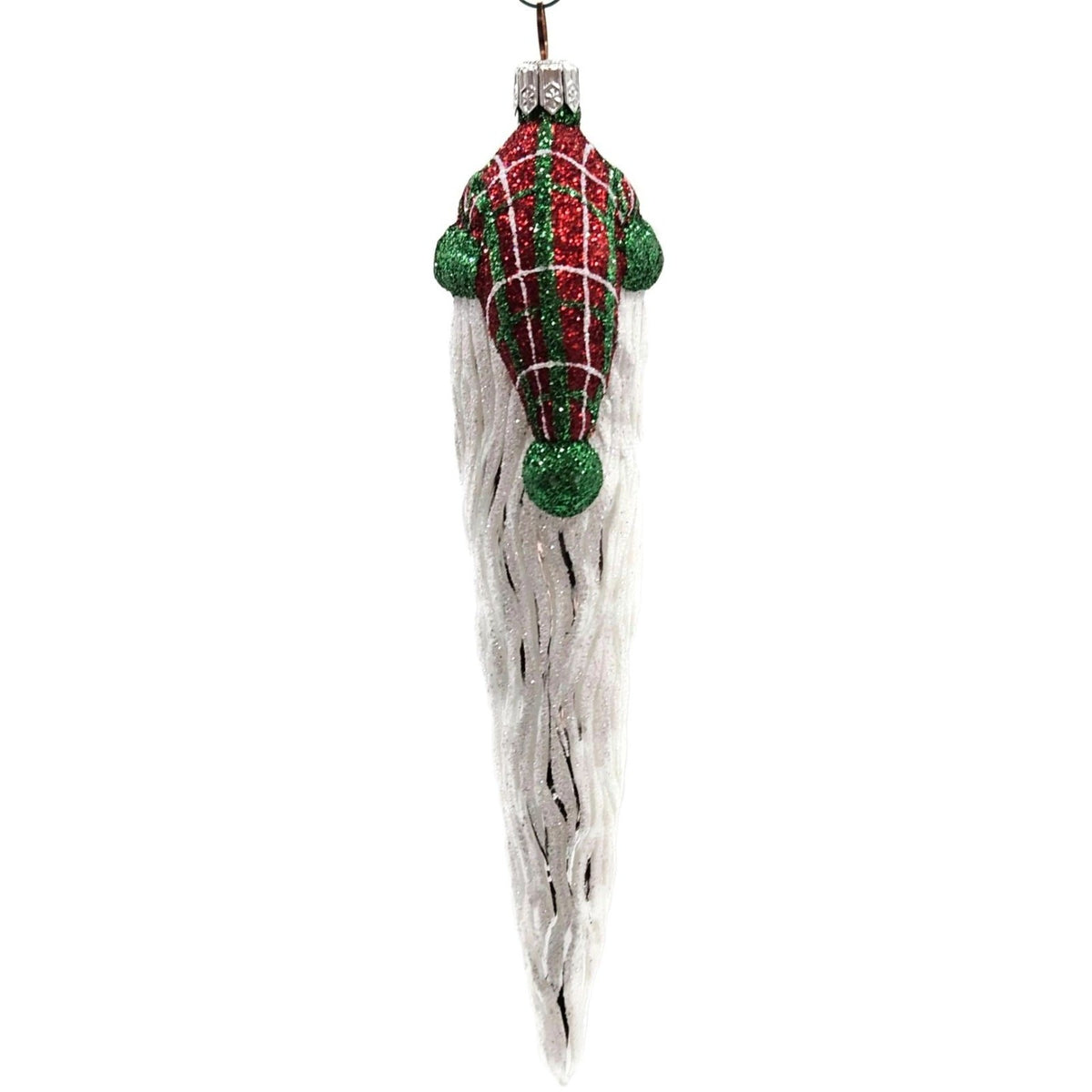 Patricia Breen Santa Claus Icicle Plaid Red Hat Drops Christmas Ornament 21327