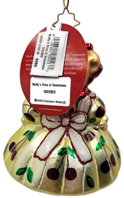 Christopher Radko Muffys Slice of Sweetness Bear Glass Holiday Ornament 10229254