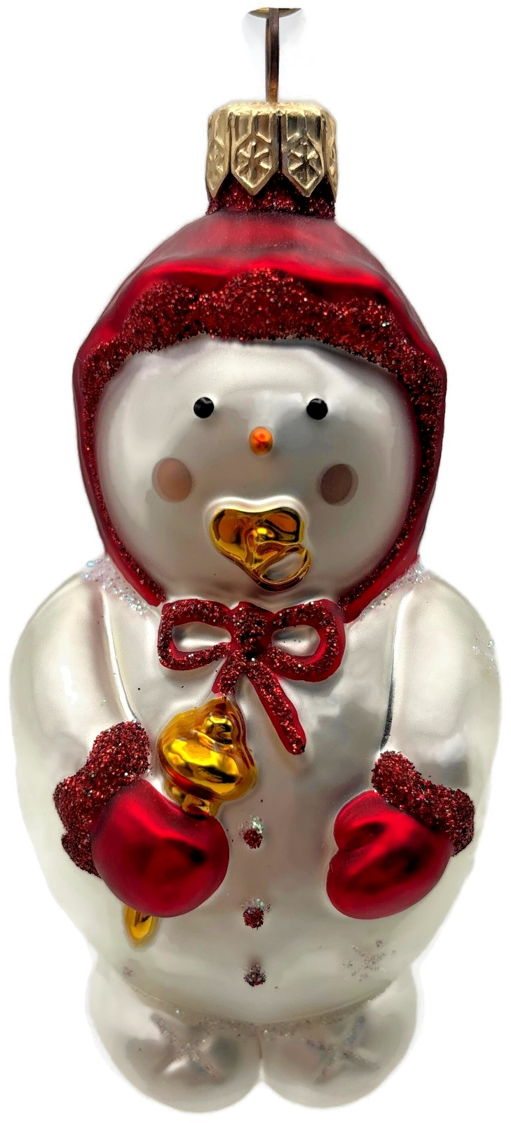 Patricia Breen Snowbaby Red Snowflakes Glass Snowman Christmas Ornament 99360