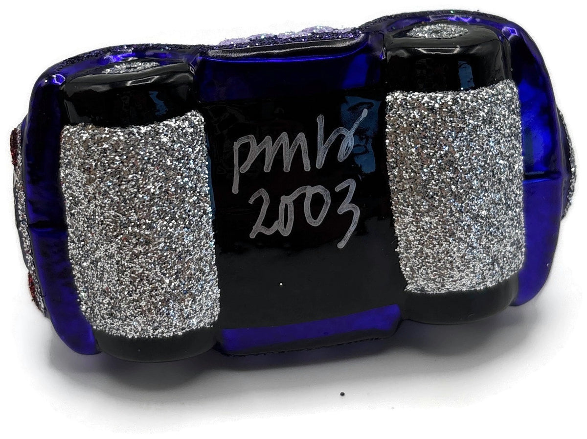Patricia Breen Miniature Taxi Purple Snowflakes Christmas Ornament Signed 96319