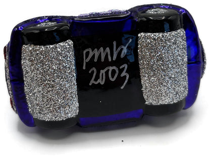 Patricia Breen Miniature Taxi Purple Snowflakes Christmas Ornament Signed 96319