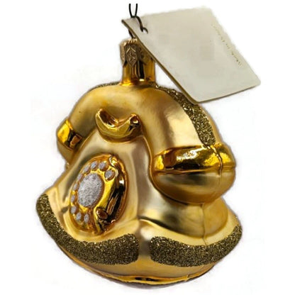 Patricia Breen Calling Anne Phone Gold Glittered Glass Christmas Ornament 95275