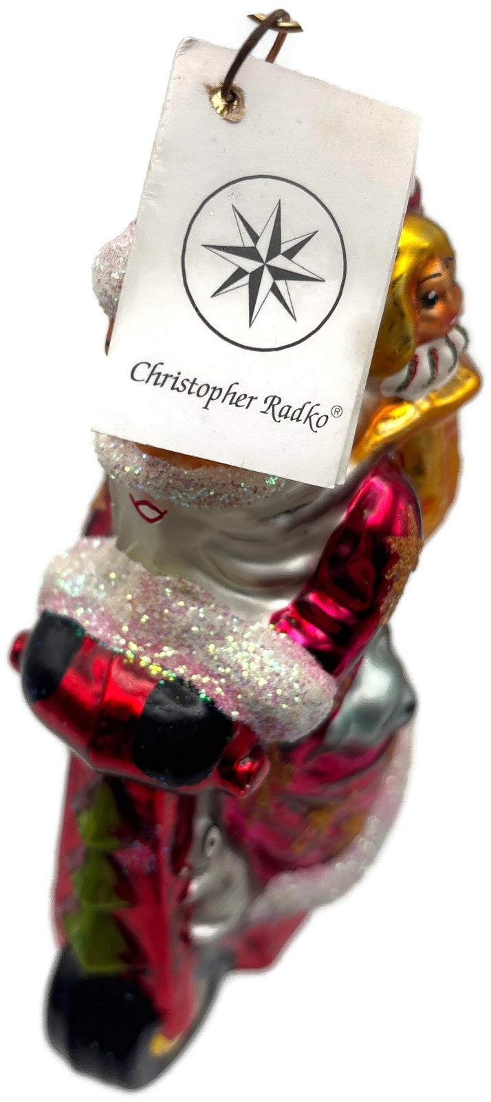Christopher Radko Scooting Star Santa Scooter Glass Christmas Ornament 97 263 03