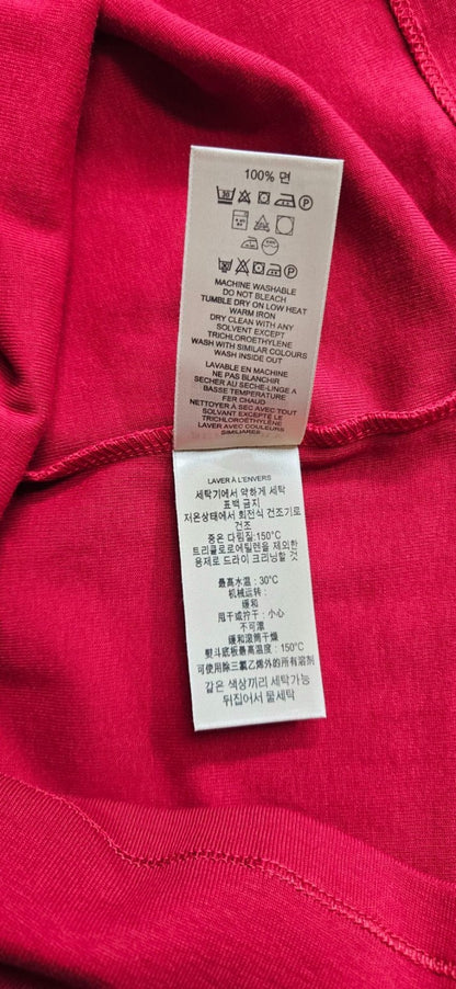 Burberry Brit Red Top Nova Check Cuff Scoop Neck 3/4 Sleeves Womens Sz Large NWT11