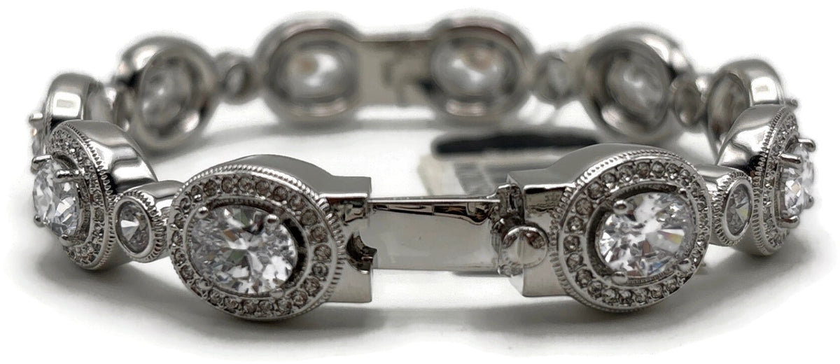 Nadri Crystal Halo CZ Line Bracelet Rhodium 7in NWT Nordstrom MSRP $1901