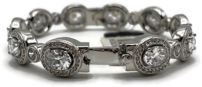 Nadri Crystal Halo CZ Line Bracelet Rhodium 7in NWT Nordstrom MSRP $1901