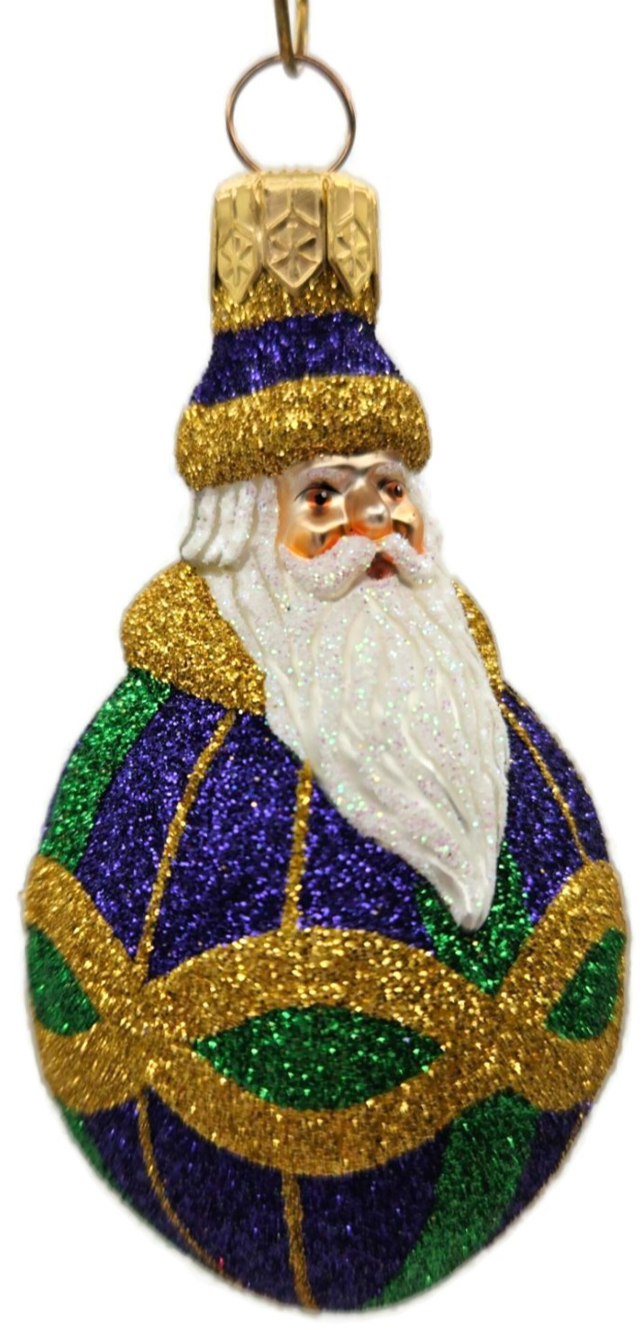 Patricia Breen Miniature Faberge Santa Plaid Purple Christmas Tree Ornament 21505