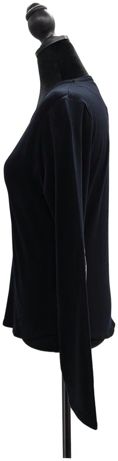 Burberry London Black Check Elbow Patch Long Sleeve Top Women's Large NWT2
