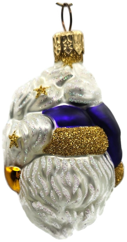 Patricia Breen Merry Olde Elf Purple Santa Head Stars Christmas Ornament 98295