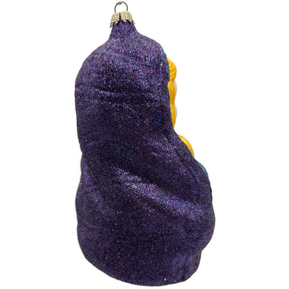 Larry Fraga Embracement Stars Purple Glitter Glass Holiday Christmas Ornament4