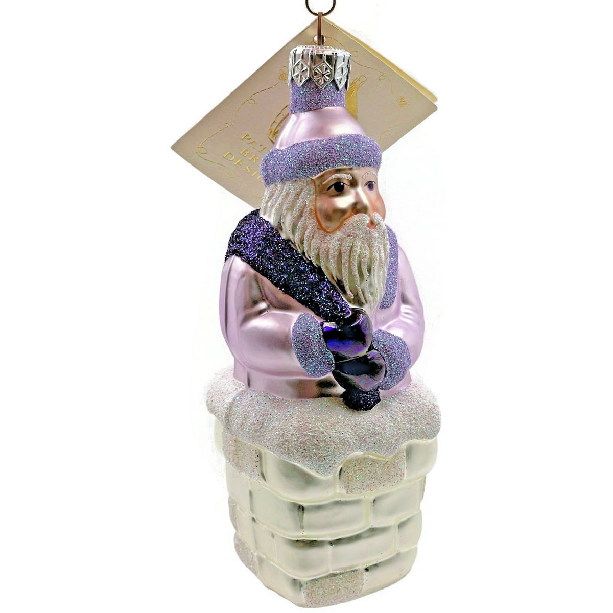 Patricia Breen Here Comes Santa Claus Lavender Chimney Christmas Ornament 96252