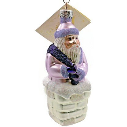 Patricia Breen Here Comes Santa Claus Lavender Chimney Christmas Ornament 96252