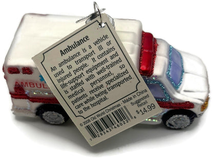 Old World Christmas Ambulance EMT Paramedic Glass Christmas Ornament OWC 460229
