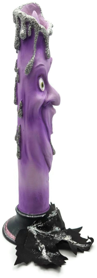 Kurt Adler Anthropomorphic LED Candle Stick Ghost Face Purple Halloween Decor3
