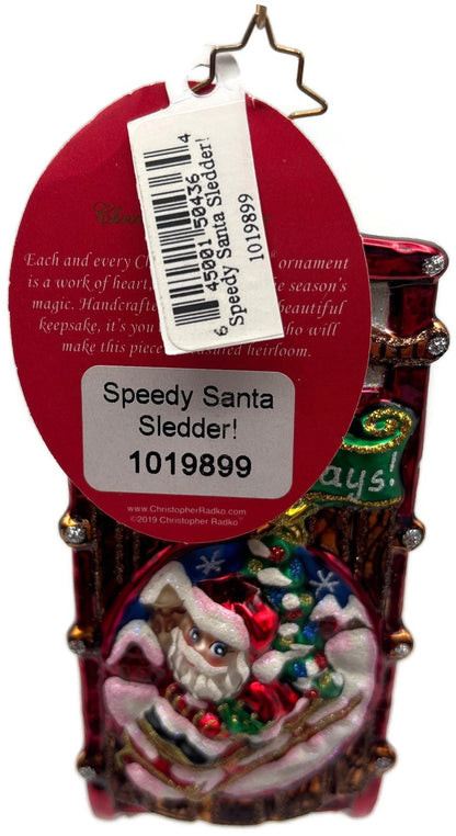 Christopher Radko 2019 Speedy Santa Sledder Glass Christmas Ornament 101989911