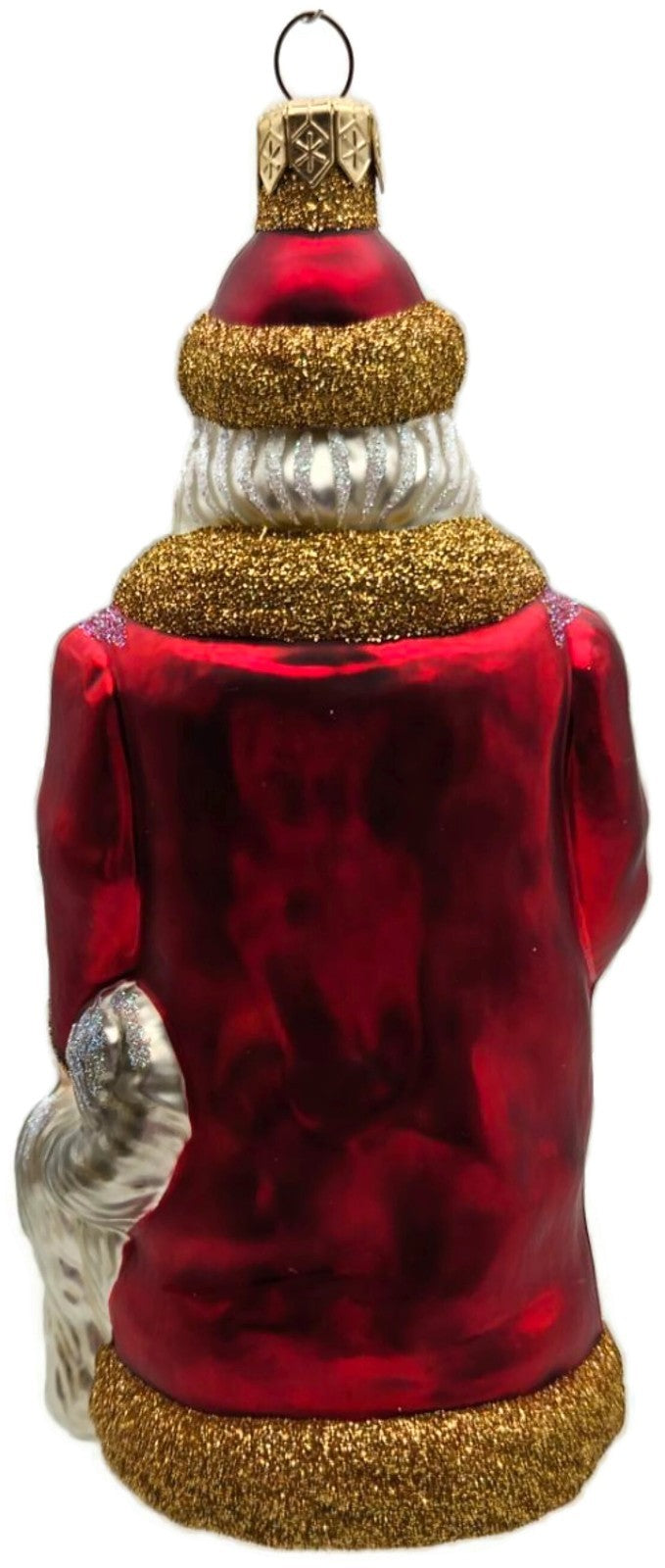 Patricia Breen Just What I Wanted Santa Dog Red Glass Christmas Ornament 98254