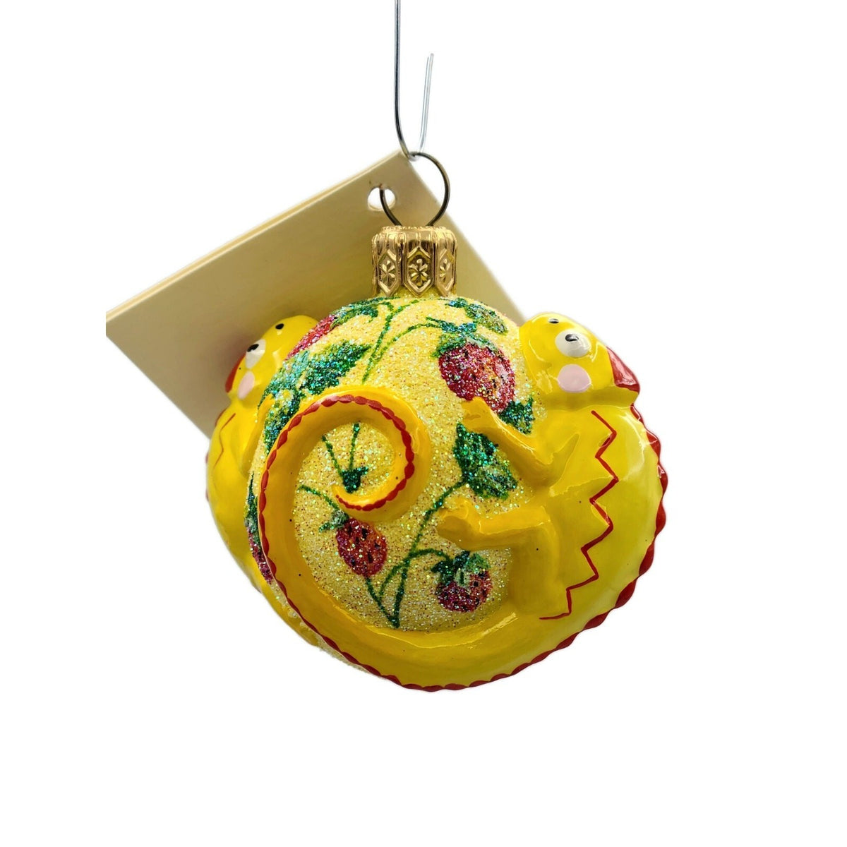 Patricia Breen For James Twice Strawberry Yellow Chameleon Spring Ornament 25815