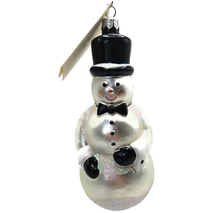 Patricia Breen Top Hat Snowman Matte White Snowflakes Christmas Ornament 97820