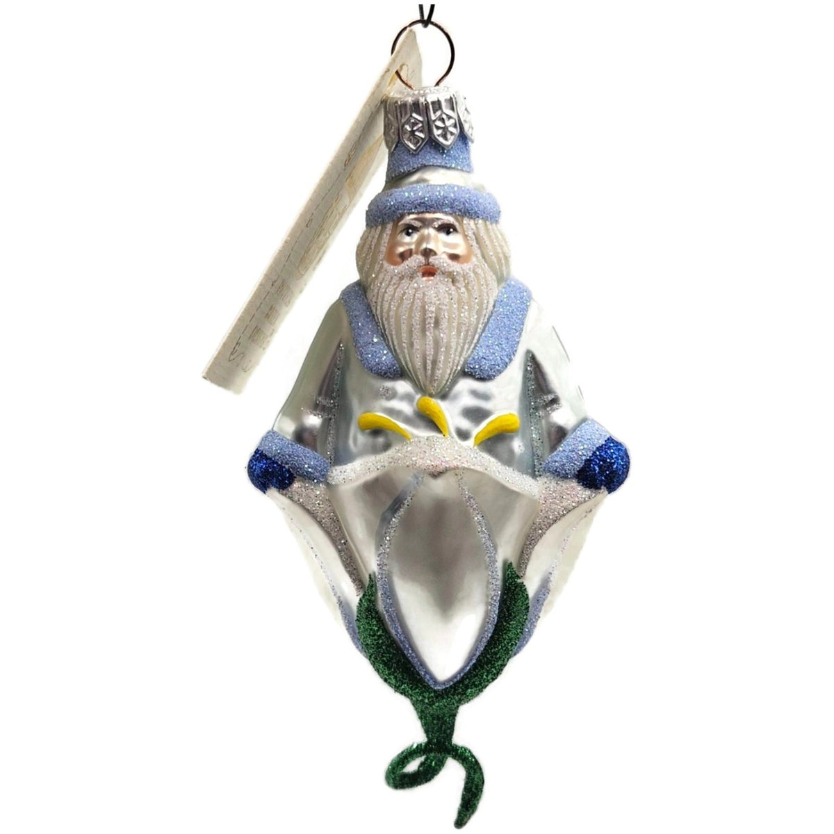 Patricia Breen Bluebell Santa Glittered Snowflake Spring Christmas Ornament 99951
