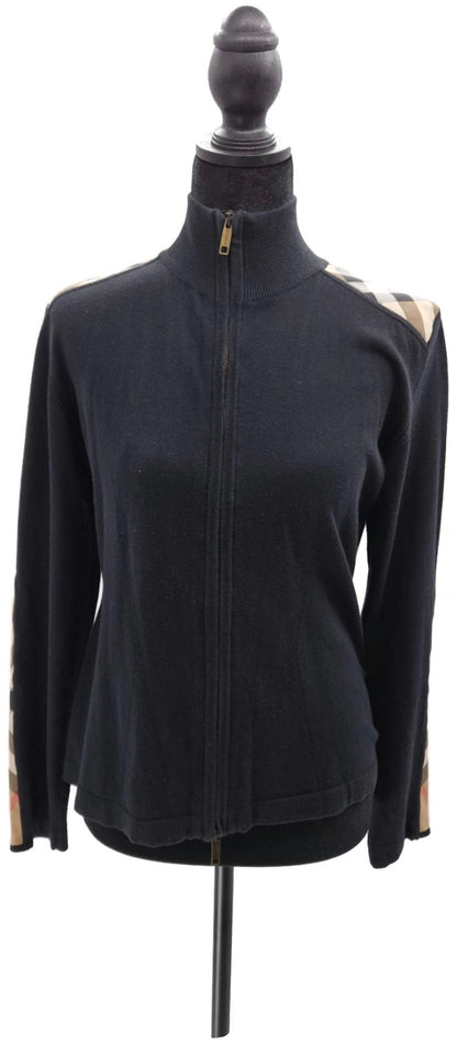 Burberry London Nova Check Full Zip Funnel Neck Cardigan Black Women's M Italy0