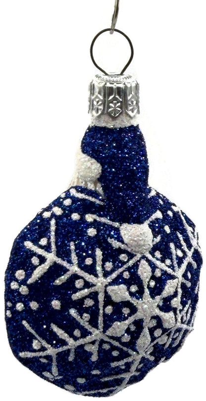 Patricia Breen Snowflake Noel Blue Santa Hexagon Glass Christmas Ornament 22578